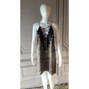 **En Creme** Leopard Crochet Lace Slip Dress/Nightgown NWT Valentines Day